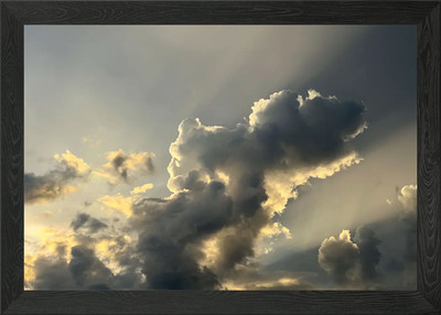 Sonne scheint durch Wolken Gerahmtes Wandbild Poster Leinwanddruck Bild