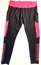 Fila Womens Black/Hot Pink Ankle Leggings Women's Large Athleisure Yoga Workout