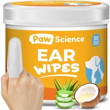 Paw Science Dog Ear Cleaner Finger Wipes   Soothing  Deodorizing Coconut Scent