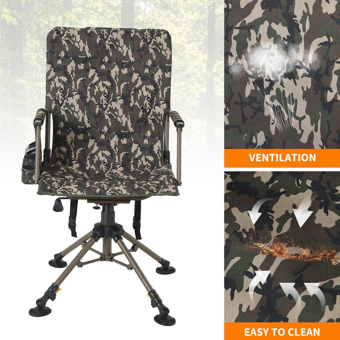 Garvee 360° Silent Swivel Hunting Chair, 330 LB Heavy-Duty Folding Hunting Blind