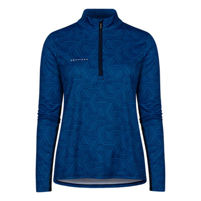Rohnisch UV Mesh Langarm Damen Midlayer in Hexagon Blau - Große 38'' Brustumfang
