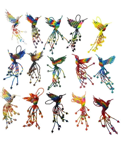 5 PIECE  BEADED HUMMINGBIRD , HAND MADE IN MEXICO , 5" , WHOLESALE