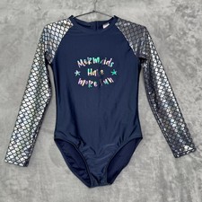 More Than Magic Leotard Girls Large 10/12 Mermaids Have More Fun Silver Sleeve