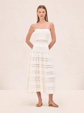 NWT ALEXIS PAYGE semi-sheer Half Lined midweight knit DRESS WHITE Sz Small 725