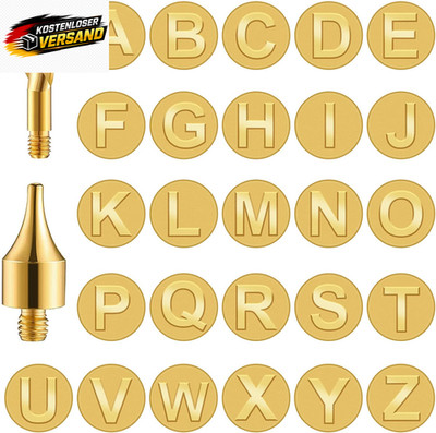 Holzbrennset 28-teilig mit Buchstaben und Mustern zum Personalisieren, Holz Lede