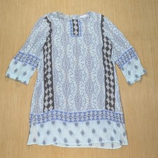 J.Jill Dress Tunic Mini Blue Paisley Lightweight Casual Boho Chic Women's Small