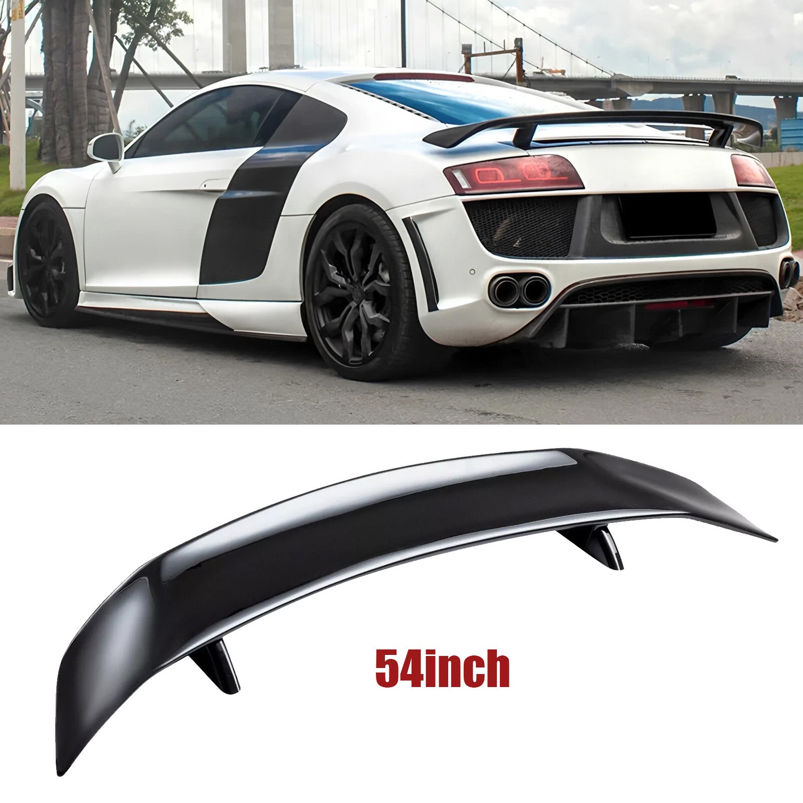 Gloss Black Style 54" Car Rear Trunk Spoiler Lip Wing Racing For Audi R8 2008-23