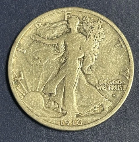 1916d Walking Liberty Silver Half Dollar 50C | Walker Coin - 90% Silver