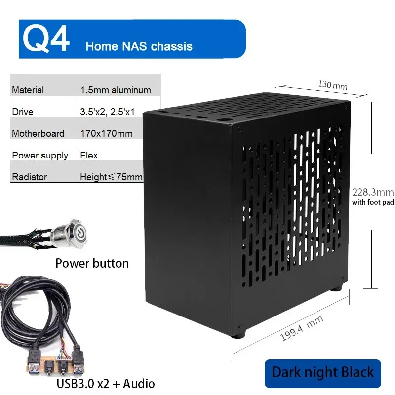 Aluminum Chassis 3.5' X2 2.5' 75mm CPU Radiator Flex PSU Mini ITX Compter Case - Image 4 of 4