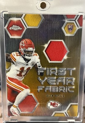 2025 Topps Chrome NFL Jalen Royals First Year Fabric Player Worn RC /50 Chiefs