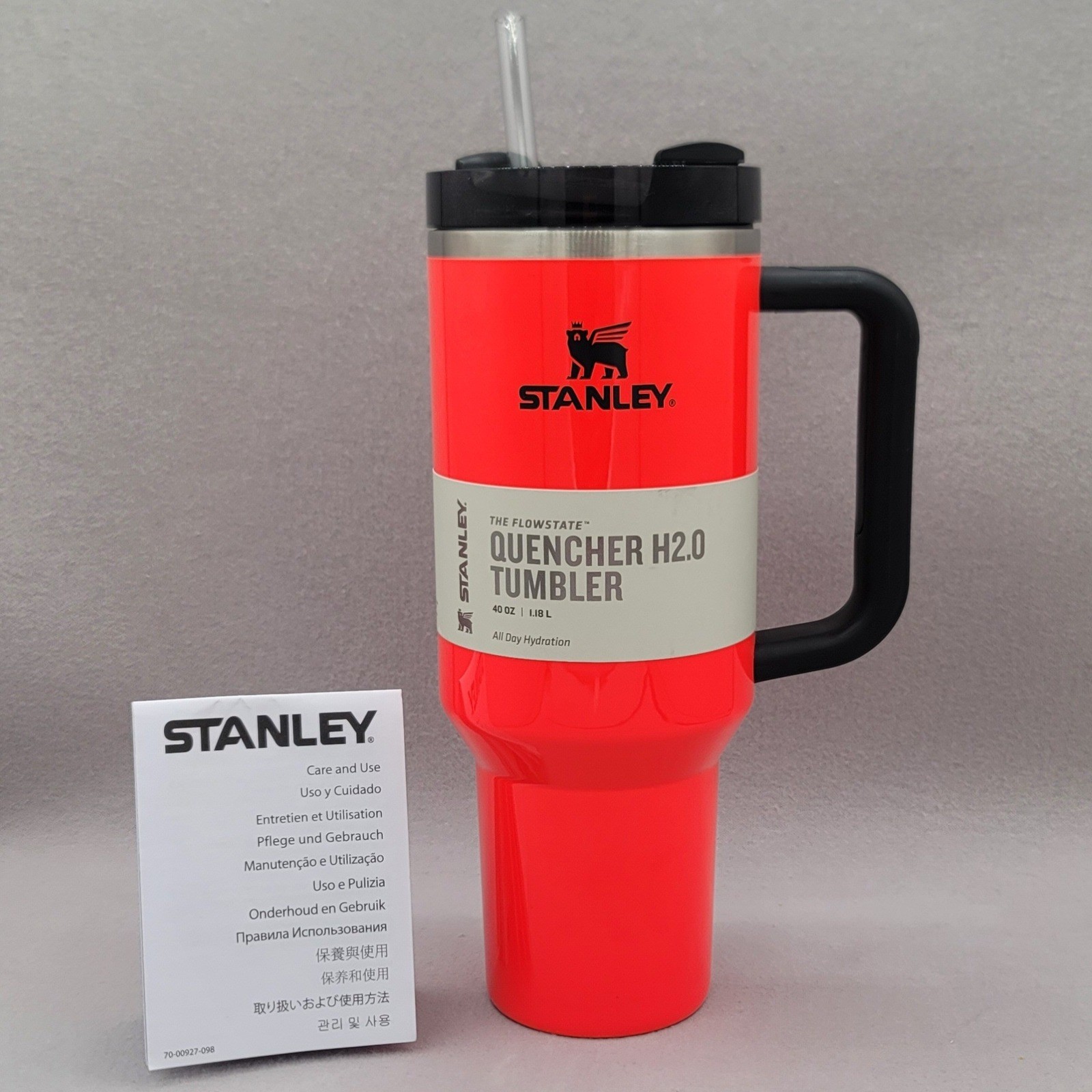 Stanley Quencher H2.0 Tumbler 40 oz  Adventure Travel Mug Red Orange NEW