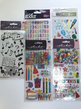 EK Success Sticko Birthday Scrapbook Stickers Lot Cards Champagne Candles Music