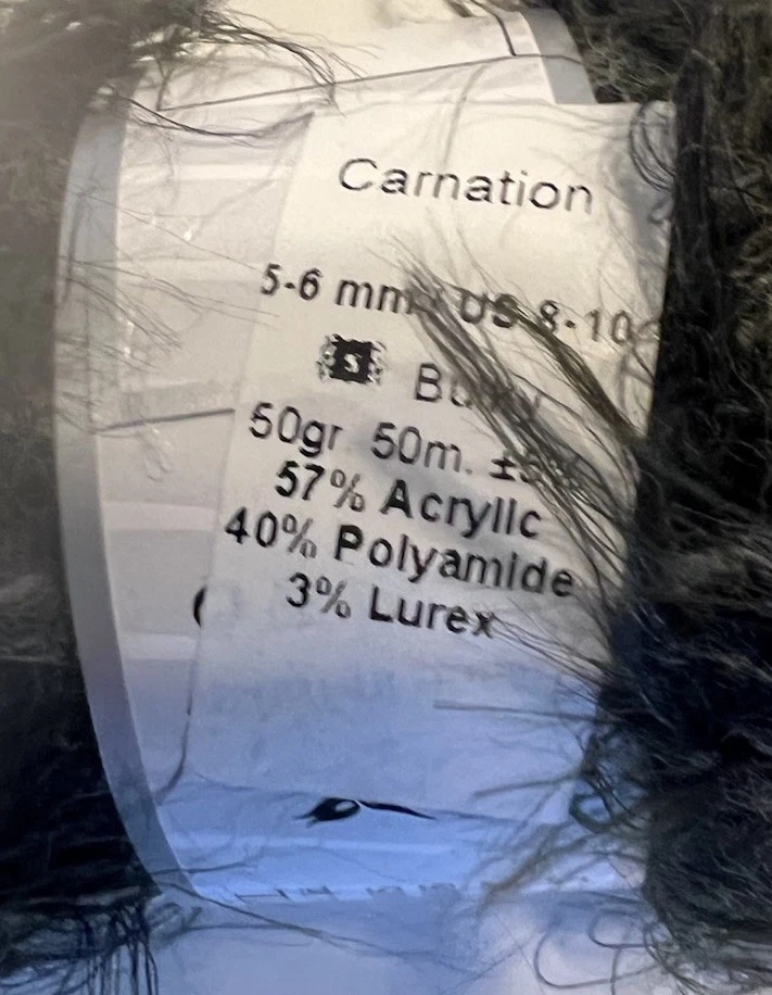 Hilo, Hilo de Pestañas ICE 50g de Gris Monocromático y Negro, Nuevo. Lote de 5. Foto 3 de 3