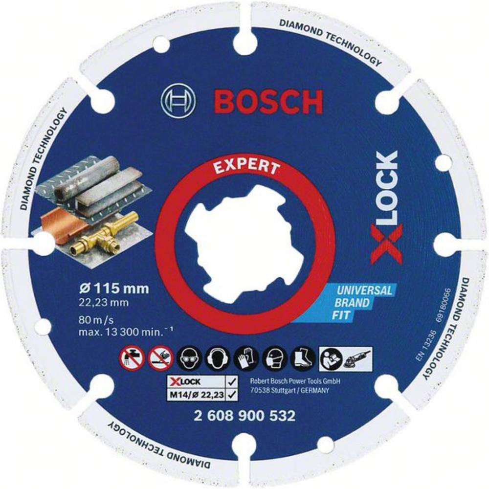 Disque diamanté meuleuse 115 Bosch X-LOCK découpe brique pierre béton
