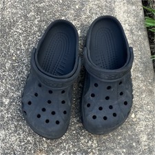 Crocs Black Unisex Kids Rubber Clog Sandals Comfort Breathable Logo Strap