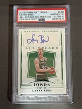 2018 PANINI NATIONAL TREASURES ALL-DECADE AUTO SSP LARRY BIRD EMERALD 2/5 POP 1