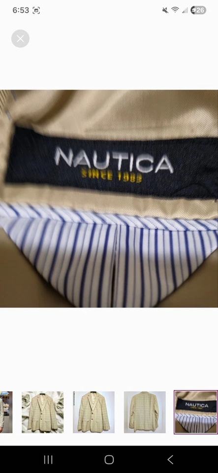 Blazer a Cuadros Nautica Para Hombres Tostado y Marrón Nuevo Abrigo Deportivo 48 Largo Nuevo✨️ Foto 4 de 4