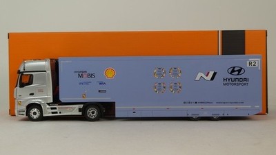 IXO Mercedes Benz Actros MP4 WRC Hyundai Rallye Transporter 2024 1/43 TTR036.22