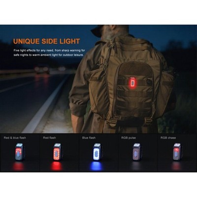 Fenix E04R LED Cliplampe 300 Lumen mit Rotlicht und RGB - Schwarz Clipleuchte