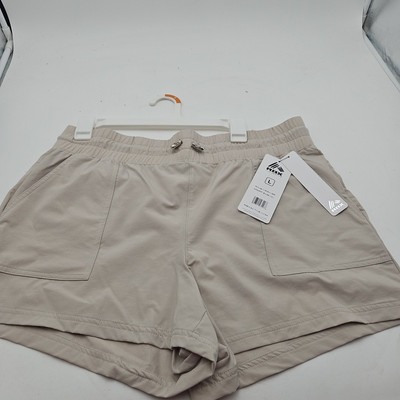 RBX Woman's Shorts Large  Drawstring Fade Resistant Wicking Beige NWT