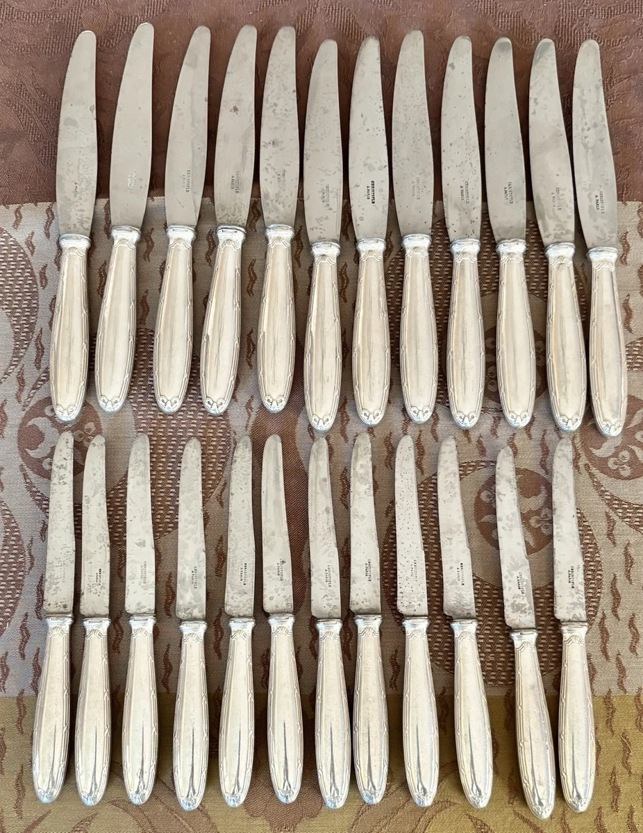 4 couteaux de table manche métal argenté orfèvre Christofle