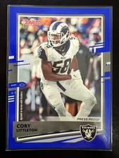 Cory Littleton 2020 Donruss #147 Press Proof Blue Las Vegas Raiders