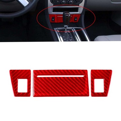 3Pcs For Chrysler 300 05-07 Red Carbon Fiber Center Cigarette Lighter Panel  Trim