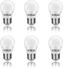 6 Pack A15 6W 120V E26 Base Small LED Refrigerator Light Bulb, Non-Dimmable 60W