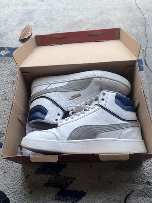 Puma Shuffle Mid Basketball Sneakers White/Gray/Blue - Men s Size 9