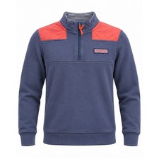 Vineyard Vines Boys Blue Coral 1/4 Zip Pullover Sweatshirt Size Small S Cotton