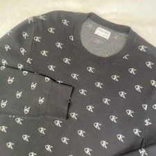 Calvin Klein Sweater Mens XL Gray CK Monogram Logo Crewneck Cotton Pullover