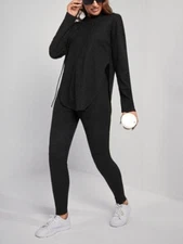 SHEIN Essence Black Hoodie & Leggings Set Women’s Medium Athleisure Cozy