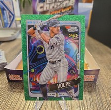 2024 Topps Cosmic Chrome Green Space Dust Refractor SSP Anthony Volpe /75 + base