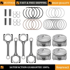 Engine Piston W/ Ring Set & 4X Con Rods Kit for Hyundai Tucson Kia Soul 2.0L STD