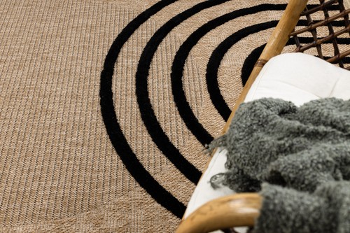 Modern structural sisal Designer Rug SPARK Geometric beige / black Best Quality - Picture 5 of 10