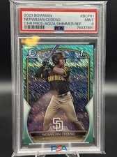 2023 Bowman Nerwilian Cedeno 1st Chrome /125 Aqua Shimmer Refractor BCP-81 PSA 9