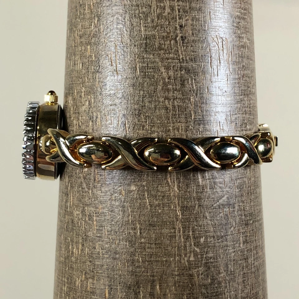 Reloj De Colección Elgin Galaxie Mujer GA1000 Vestido Bisel Diamante Cuarzo Ovalado 18mm 6 1/4" Foto 3 de 4