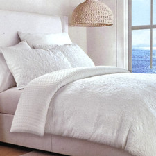 3pc Nicole Miller Artelier Ivory KING Duvet Cover Sham Set Matelasse Cotton NEW