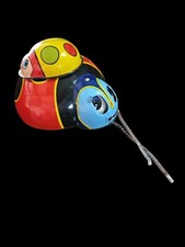 Vintage 5" Windup Tin Toy Colorful Ladybug RARE 1950's