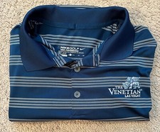 Mens Nike Dri-Fit Golf Polo, Striped Blue The Venetian, XL