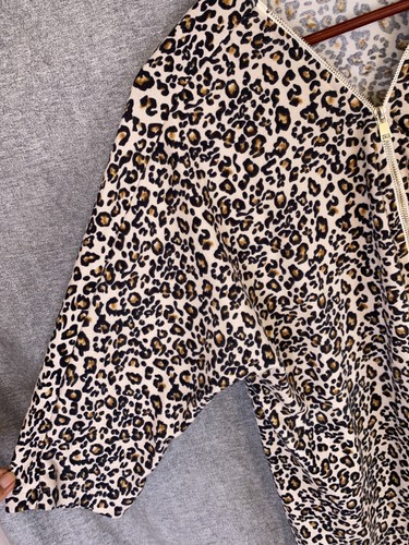 Autograph Jumper Womens Plus Size 16 Brown Animal Print 3/4 Sleeve Zip Stretch - Picture 4 of 12