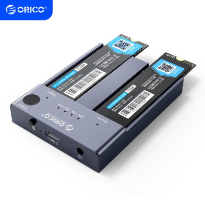 Docking Station Sabrent Per Hard Disk E SSD M.2 NVMe | Doppio Bay, USB-C, Fino A 30 TB, Colore Nero