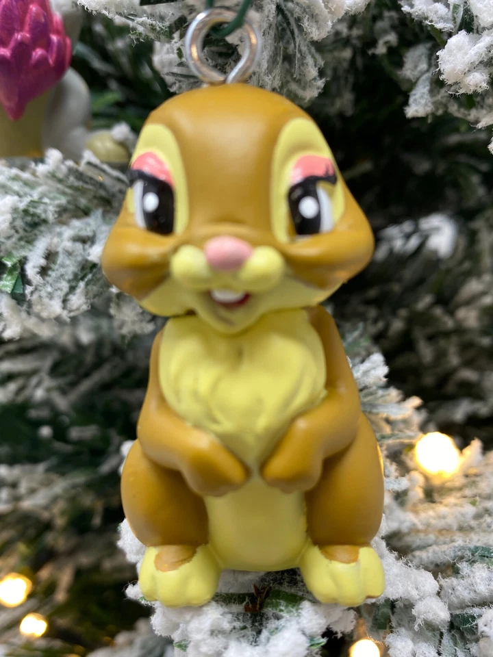 Juego de 4 adornos navideños Bambi de Disney golpeador, flor, nuevo Foto 3 de 4