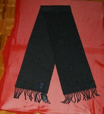 NWT POLO RL Reversible charcoal stripe and charcoal plaid virgin wool scarf