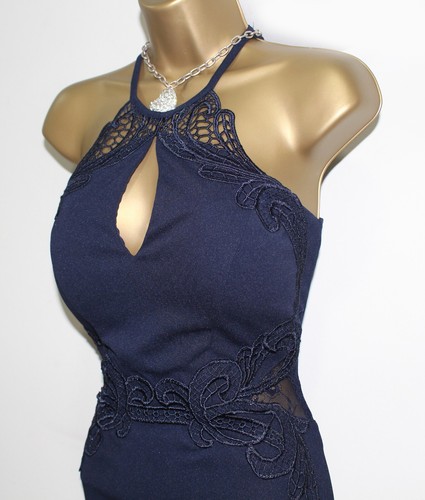 Lipsy Navy Maxi Dress Size 16 Evening Party Occasion Wedding Prom Cocktail Gown - Picture 7 of 20