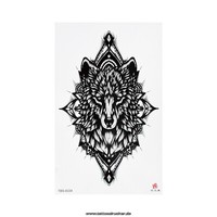 2 X Xl Wolf Tattoo - Mandala In Schwarz - Temporary Haut Tattoo - TBS8334 (2)
