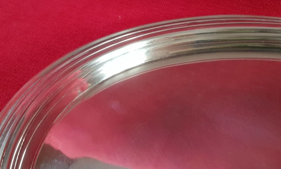 Argent , PLATEAU OVALE poinçonné métal ARGENTÉ 45 cm  X 34,5 cm - Photo 3/4