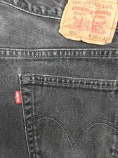 vtg usa made LEVI'S 505 fit red tab jeans 36 x 32 faded distressed black