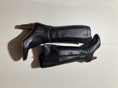Ladies tall leather boots, Mad in Brazil, Black size 6, Side Zip