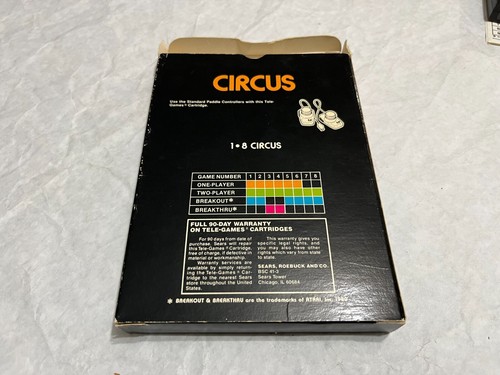 RARE Complete in Box 1980 SEARS Tele-games Video Arcade CIRCUS ATARI Nice Shape - Picture 9 of 10